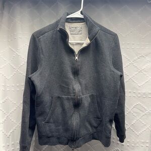 Banana Republic Men's Small Charcoal Gray Full-Zip Mock Neck Fleece Sweatshirt